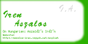 iren aszalos business card